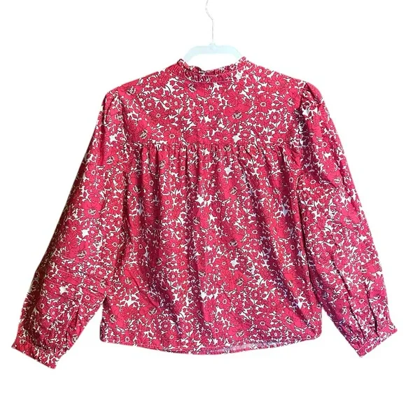 J.Crew Button-Front Ruffleneck Popover
In Blushing Meadow Size Small - Picture 3 of 11